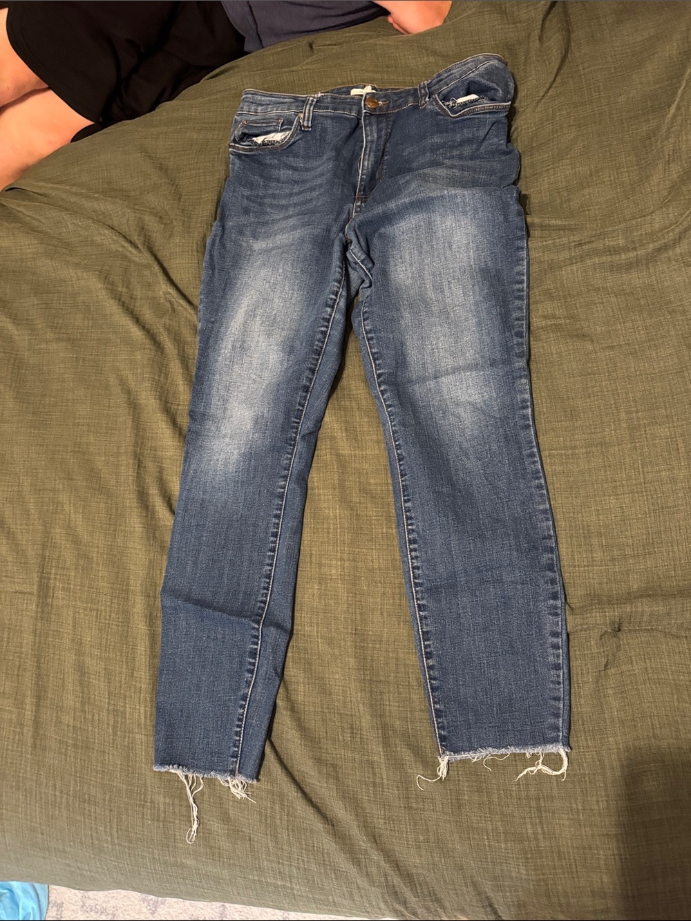 STS Blue Distressed Mid-Blue Ankle Jeans - Raw Hem